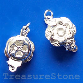 Clasp, tab, sterling silver, 9mm round. Sold individually.