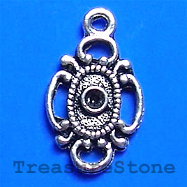 Connector, antiqued silver-finished, 12x20mm. Pkg of 10.