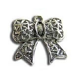 Pendant/charm, silver-finished, 20mm. Pkg of 6.