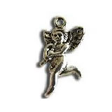 Pendant/charm, silver-finished,13x24mm angel. Pkg of 15.