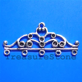Connector, antiqued silver-finished, 45x20mm. Pkg of 3.
