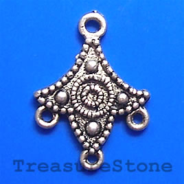Connector, antiqued silver-finished, 24x18mm. Pkg of 10.