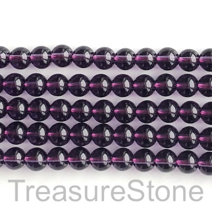 Bead, glass, 8mm round, plum purple. 15.5 inch, 50pcs