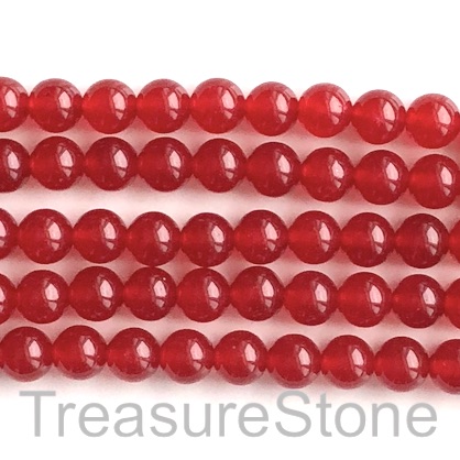 Bead, glass, 8mm round, red. 15.5 inch, 50pcs
