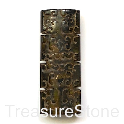 pendant, Bead, antique jade, 30x79mm carved puffed rectangle. ea
