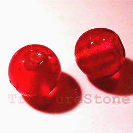 Bead, lampworked glass, red, 17mm round. Pkg of 3