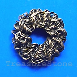 Bead, antiqued brass finished, 17x5/5mm wreath. Pkg of 6. - Click Image to Close