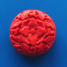 Bead, cinnabar, red, 30x12mm, carved. Sold individually.