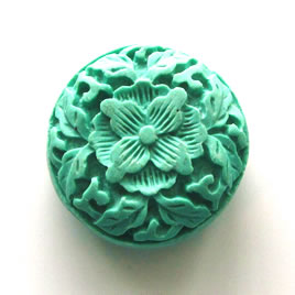 Bead, cinnabar, turquoise, 30x13mm, carved. Sold individually. - Click Image to Close
