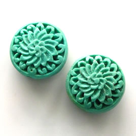 Bead, cinnabar, turquoise, 19x9mm, carved. Pkg of 2.