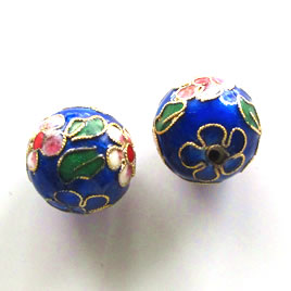 Bead, cloisonné, handmade, blue, 20mm round. Sold individually.