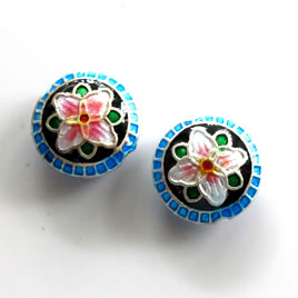 Bead, cloisonné, multicolored, 17mm 2-sided flat round. each