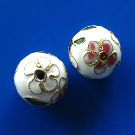 Bead, cloisonné, white, 17mm round. Sold individually.