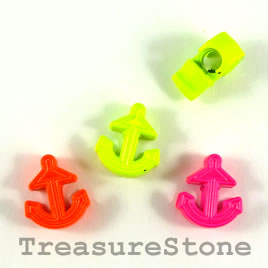 Bead, mixed color, 14x15x7mm anchor. Pkg of 3.