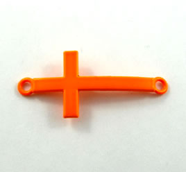 pendant/connector,brilliant orange,metal,16x30mm cross. Pkg of 3