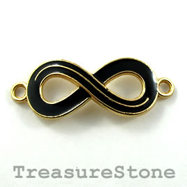 Pendant/connector, black gold, 13x30mm infinity. each
