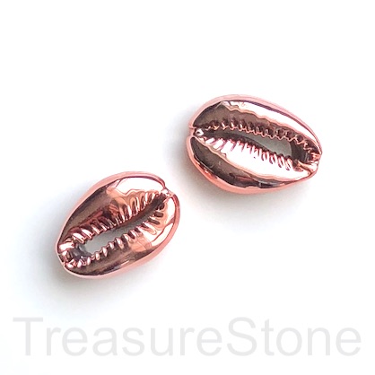 Bead, rose gold finished, Cowrie Shell, 15x20. Pkg of 2.