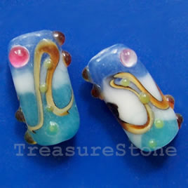 Bead, lampworked glass, 13x24x8mm. Pkg of 2.