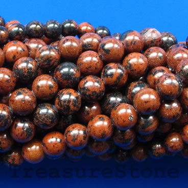 Bead, mahogany obsidian, 8mm round. 15 inch, 49pcs