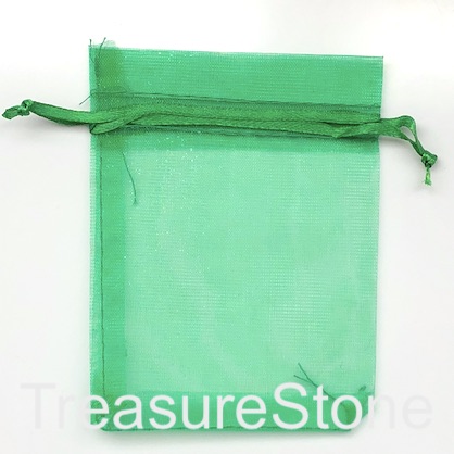 Bag, organza, 3.5x4 inch green. Pkg of 5pcs.