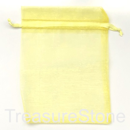 Bag, organza, 3.5x4 inch lemon yellow. Pkg of 5pcs.