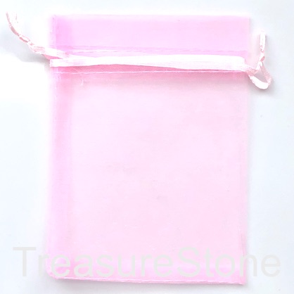 Bag, organza, 3.5x4 inch pink. Pkg of 5pcs.