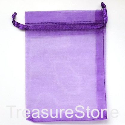 Bag, organza, 3.5x4 inch violet purple. Pkg of 5pcs.
