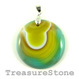 Pendant, dyed agate, 42mm. Sold individually.
