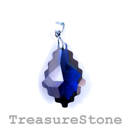 Pendant, Cubic Zirconia, 20x30mm, blue. Sold individually