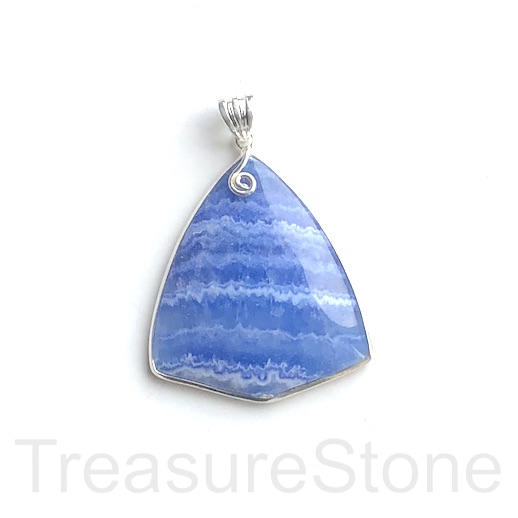 Pendant, dyed blue lace agate, Chalcedony, 42x47mm. each