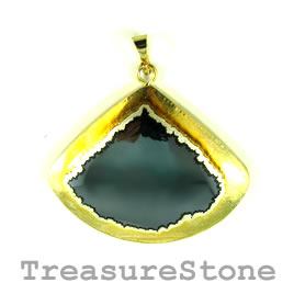 Pendant, gold-plated hematite, 38x48mm. Sold individually.