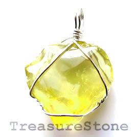 Pendant, lemon quartz. 30mm. Sold individually.