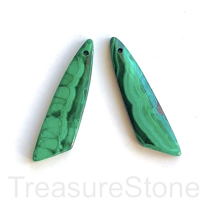 Pendant, malachite, about 12x44mm. Sold by a pair (2pieces)