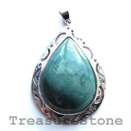 Pendant, moss agate. 34x45mm. Sold individually.