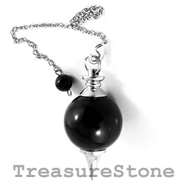 Pendant, pendulum, black onyx, 25x48mm. Sold individually.