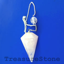 Pendant, pendulum, rose quartz, 20x35mm. Sold individually.