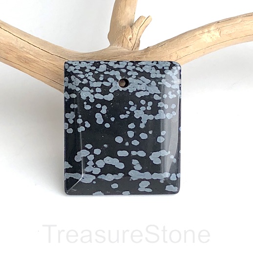 Pendant, Snowflake Obsidian. 29x34mm. Sold individually.