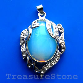 Pendant, opalite glass. 32x42mm. Sold individually.