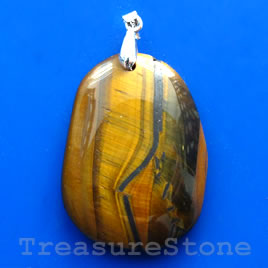 Pendant, tiger's eye, 30x40mm. Sold individually.