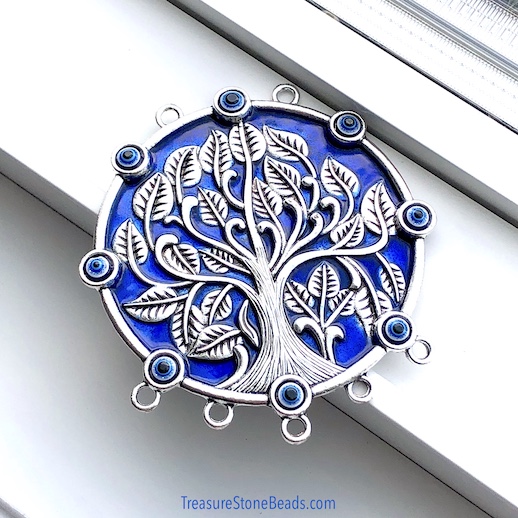Pendant, connector,silver, enamel, evil eye,80mm tree of life.ea - Click Image to Close