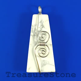 Pendant, white howlite, 25x50mm. Sold individually.