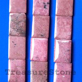 Bead, rhodonite, 10x20mm flat rectangle. 16-inch strand