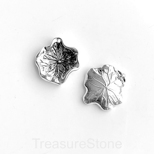 Charm, link, pendant, connector, silver finished, 20mm leaf.2pcs - Click Image to Close