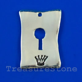Pendant/charm, silver-finished, 20x28mm lock. Sold individually.