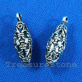Pendant/charm, silver-finished, 9x20mm filigree. Pkg of 2.