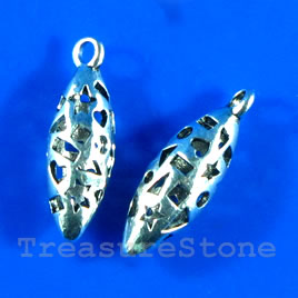 Pendant/charm, silver-finished, 8x20mm filigree. Pkg of 2.