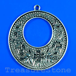 Pendant, silver-finished, 49mm. Sold individually.