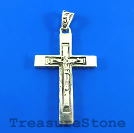 Pendant, silver-finished, 40x65mm cross. Sold individually.