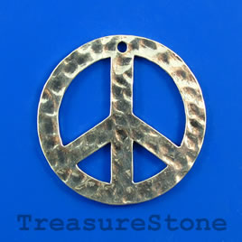 Pendant, silver-colored, 40mm peace symbol. Sold individually.