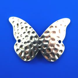Link, silver-finished, 38x50mm butterfly. Pkg of 2.